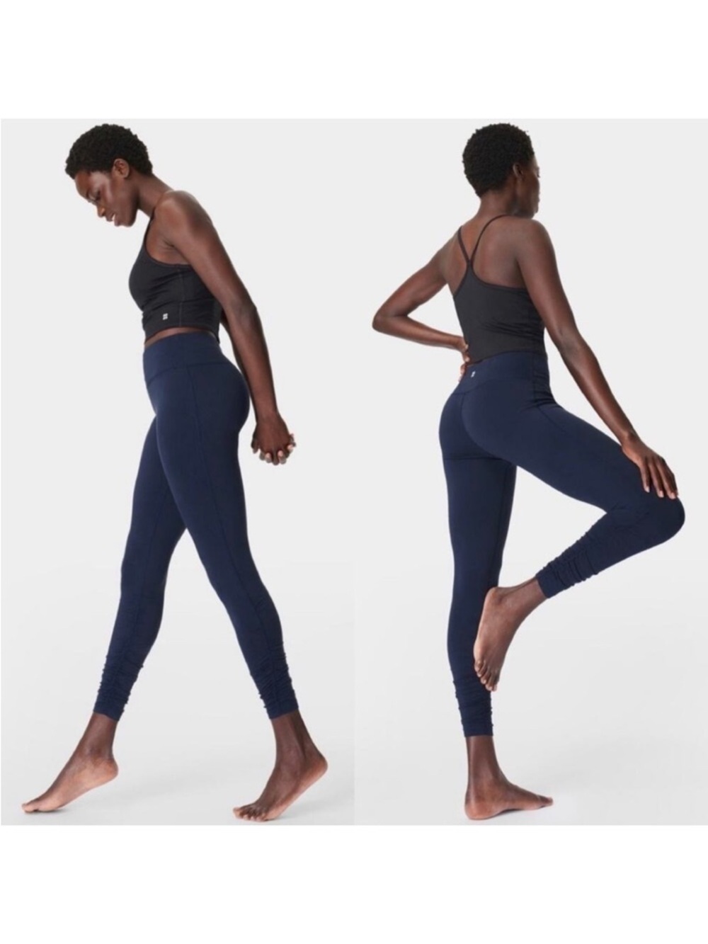 Sweaty Betty 7/8 All Day Ruched Hem Leggings - Navy - XS